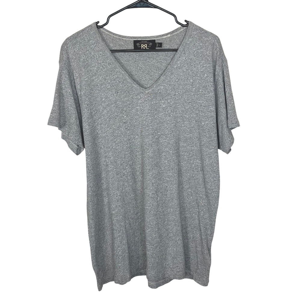 Double RL Ralph Lauren Short Sleeve Cotton V-neck Tee Heather Gray Men's Large